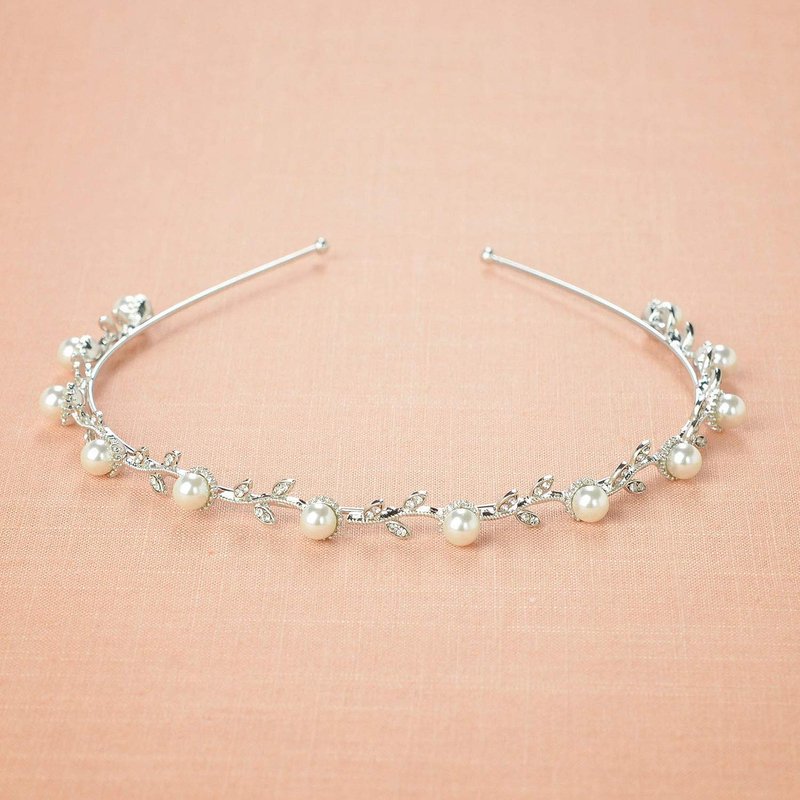 SWEETV 2pcs Flower Girl Headpiece Sliver Wedding Headband for Girls, Crystal & Pearl Hair Accessories for Birthday Party, First Communion
