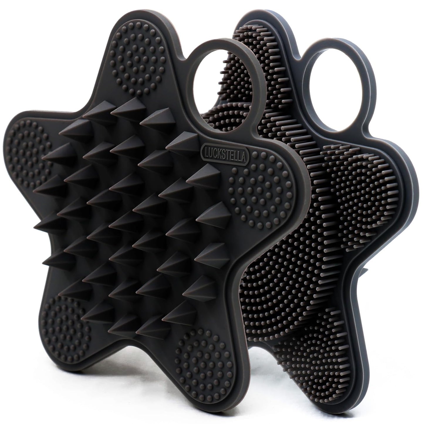 LUCKSTELLA Food-Grade Silicone Body Scrubber, Dual-Sided Silicone Body Brush for Shower, Gentle Exfoliating and Lather Well, Gentle Scrubber for Sensitive Skin, Easy-to-Clean Massage Brush(Black)