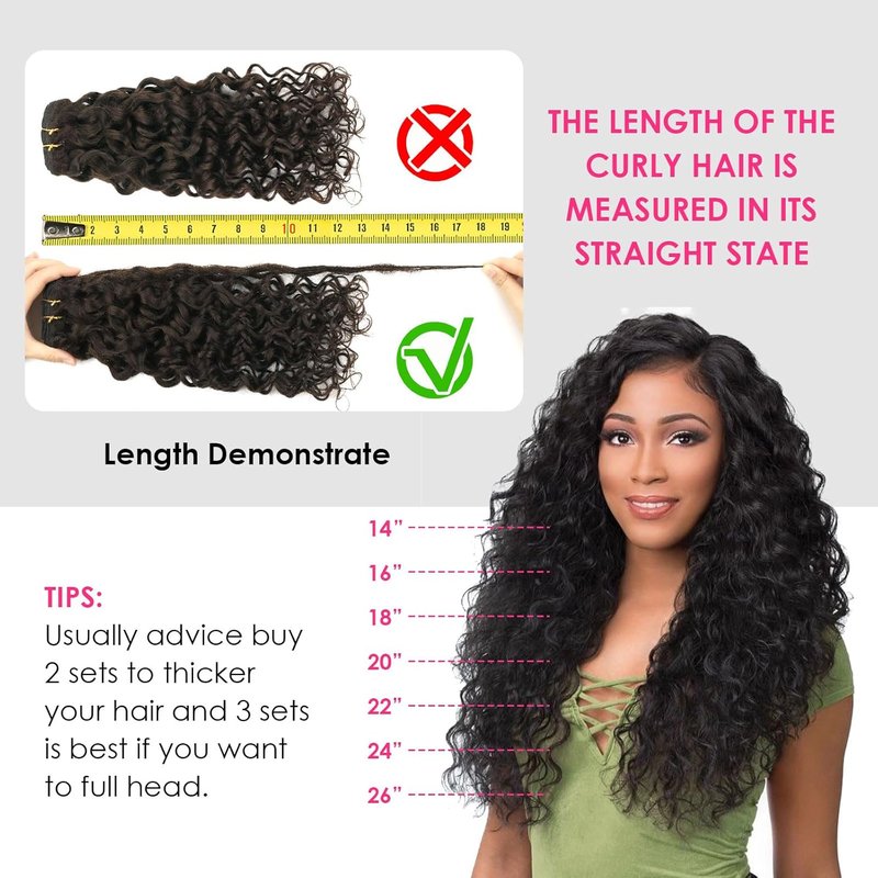 Natural Wavy Clip-In Hair Extensions - Remy Human Hair, Dark Brown | 18 Inch, 120g, Double Weft