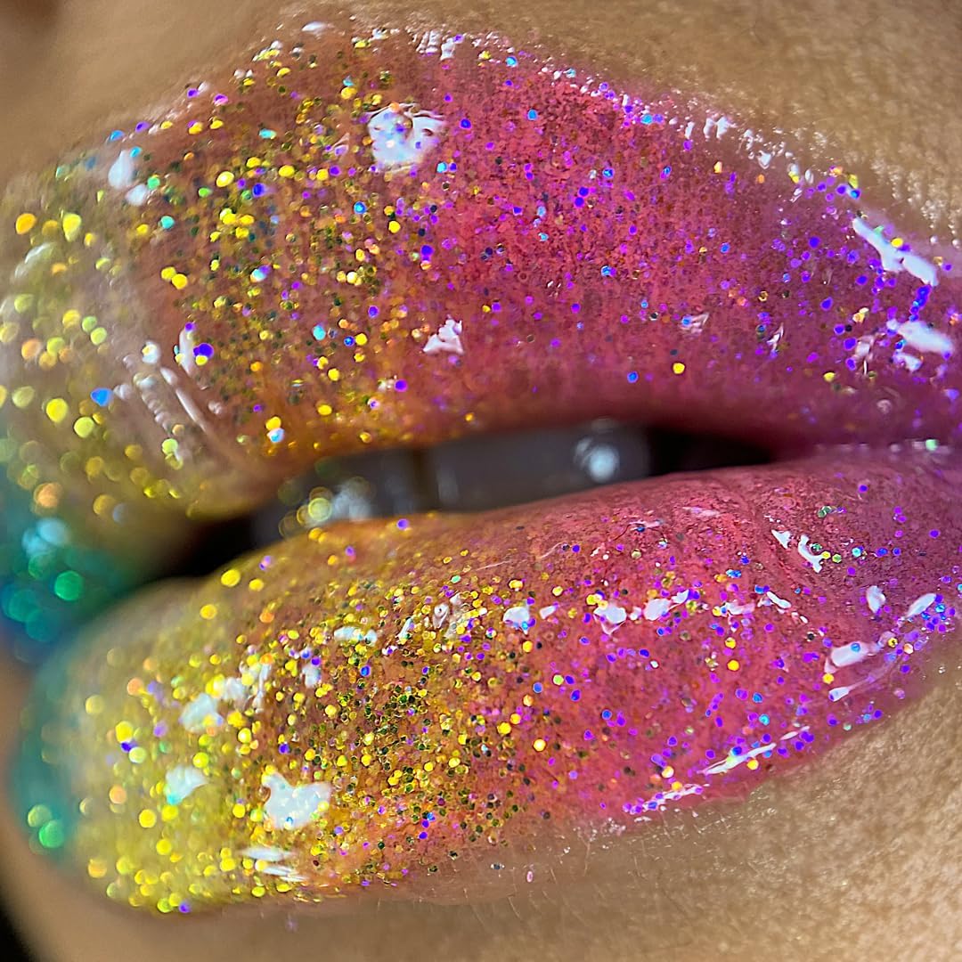 UNICORN SNOT Face & Body Glitter & Glitter Lip Gloss Bundle - Makeup for Festivals, Raves, Anime Cosplay - Safe for Face, Easy Application & Removal (Disco)