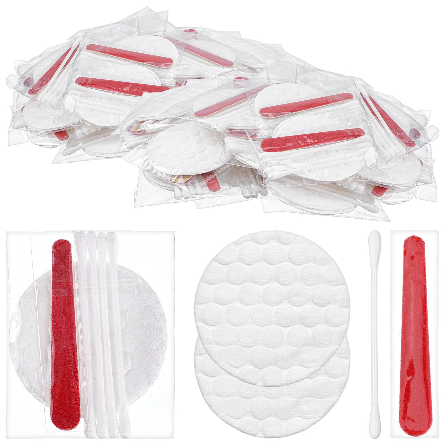 200 Pieces Hotel Vanity Kit Individually Wrapped Hotel Amenities Disposable Travel Size Hotels Hospitality Supplies, Each Includes 2 Cotton Pads 4 Cotton Swabs Nail File for Motels Makeup Toiletries