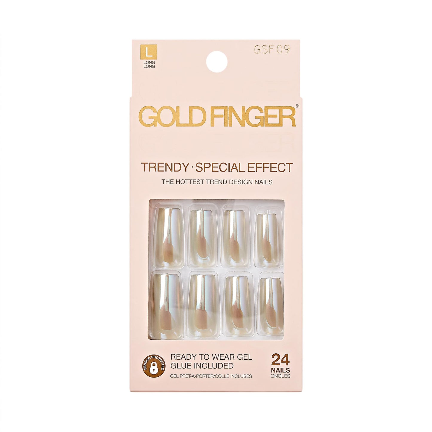 GoldFinger False Nails Kit, Special Chrome Effect, Long Square Metallic Silver Design Nail, Long-Lasting Hottest Trend Press on Nails, Convenient & Easy to Apply