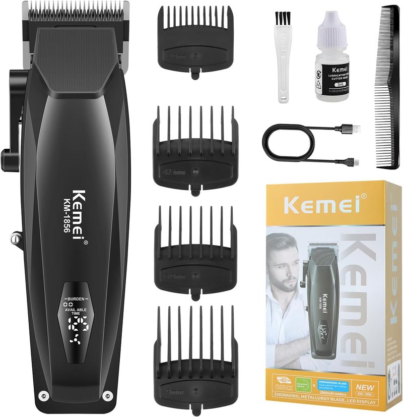 KEMEI Professional Hair Clipper for Men - Cordless Hair & Beard Trimmer with Adjustable Blade | USB Rechargeable