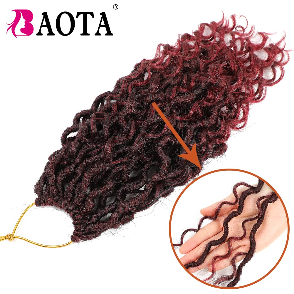 14 Inch Faux Locs Crochet Hair Goddess Locs Crochet Hair for Women Black Color Pre-Looped River Locs with Curly Ends 7 Packs (1B#)