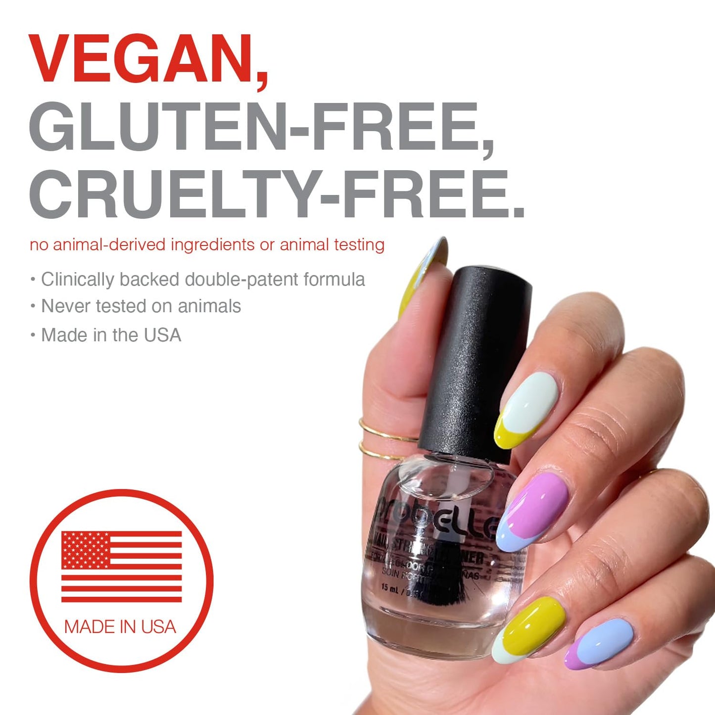 Probelle Nail Strengthening Formula, Nail Growth & Conditioning, Stops Splits, Chips, Cracks & Strengthens Nails, Clear