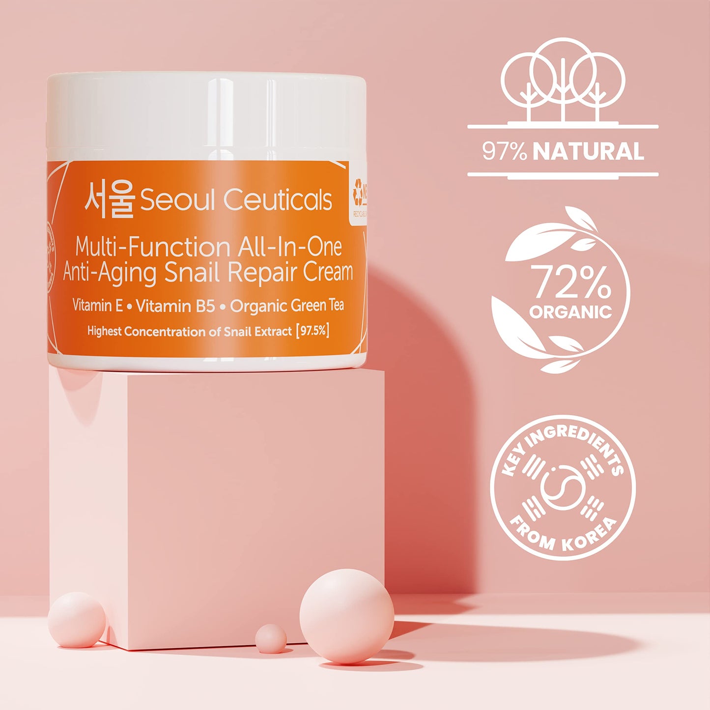 SeoulCeuticals Kojic Acid Serum + Snail Mucin Cream - Korean Anti Aging Skincare Set