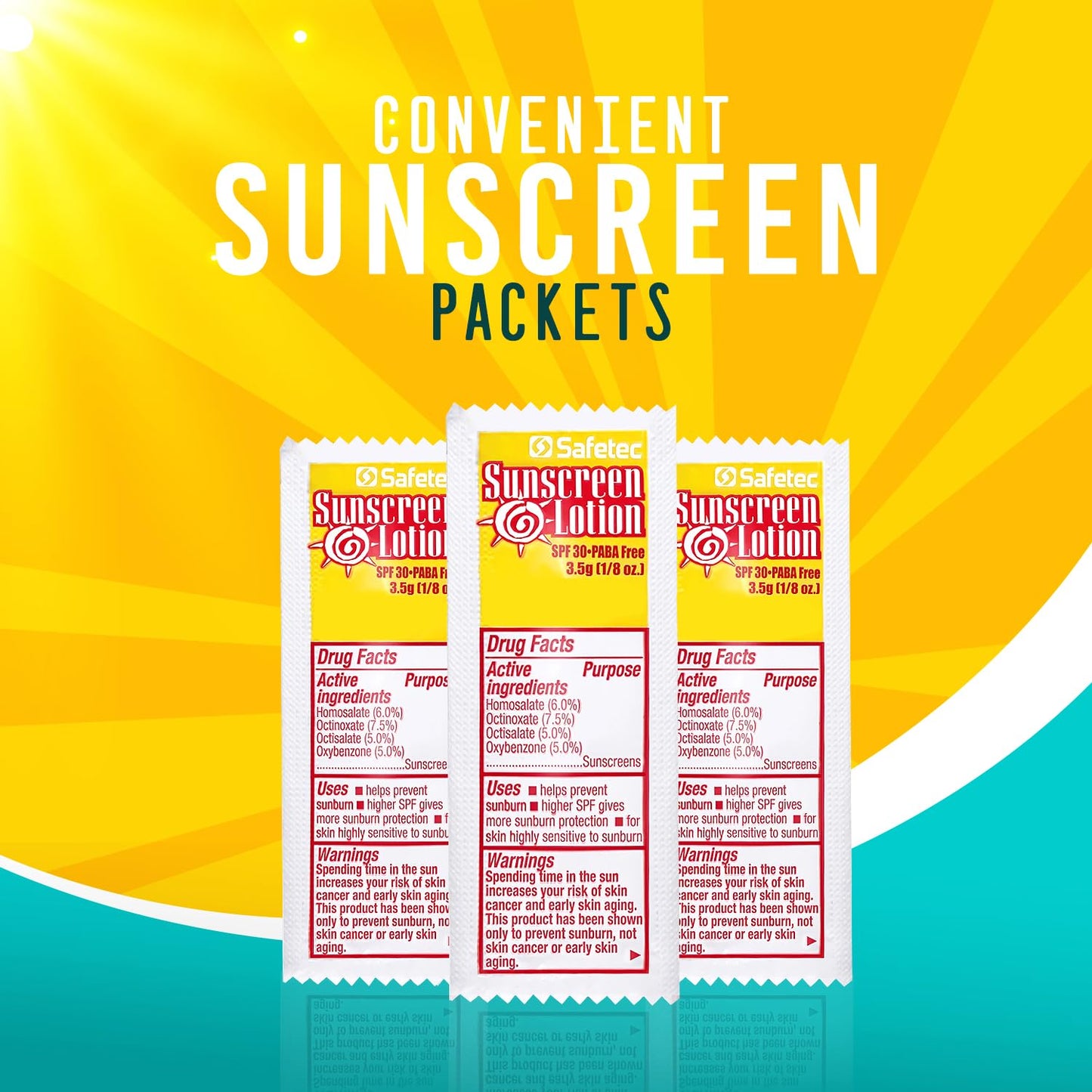 Sunscreen Lotion, SPF30 Protection and PABA Free, Mini Sunscreen Bulk, Individual Sunscreen Packets (Pack of 100) – Travel Size Sun Screen for Outdoors, Bundled with reclosable Homesphere bag (100)