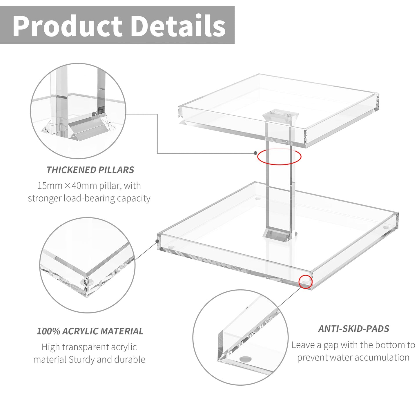 Hongtuocb 2-Tier Acrylic Perfume Organizer, Display Stand for Dresser & Counter, Vanity Trays Makeup Storage Holder, Bathroom & Kitchen Organizer (12x8)