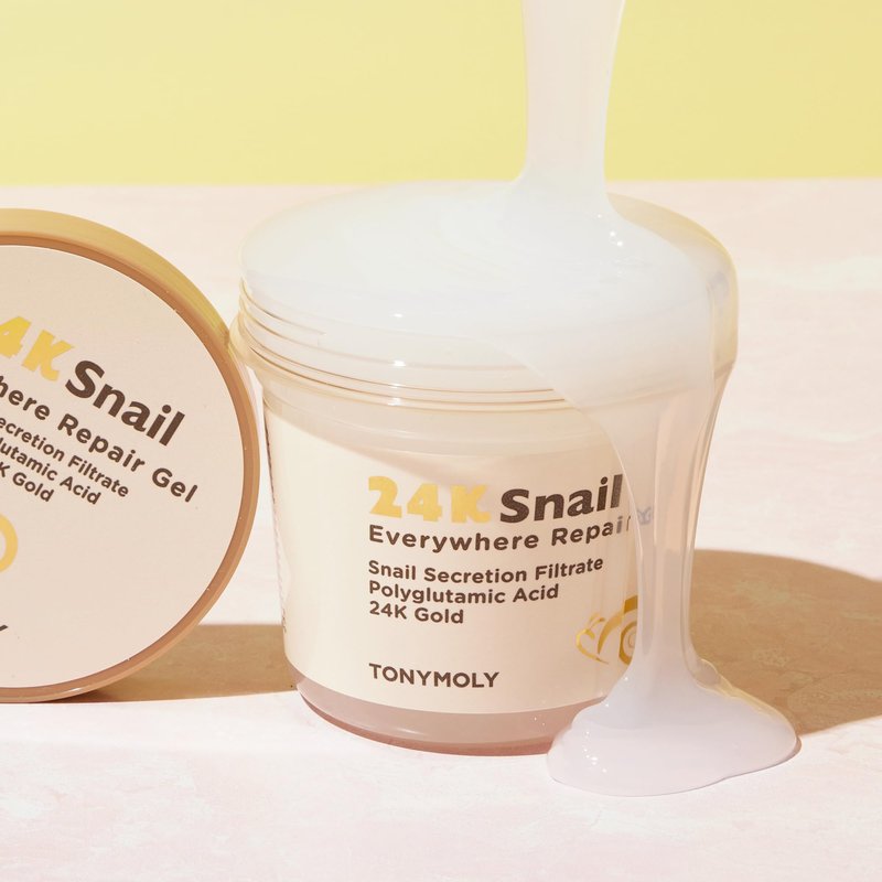 TONYMOLY 24K Snail Everywhere Repair Gel – Moisturizing & Rejuvenating Skincare for Face & Body with Snail Secretion Filtrate, Improves Texture & Elasticity
