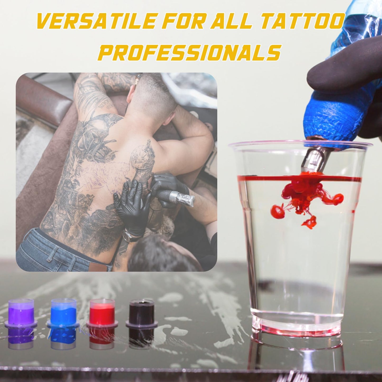 Narkysus 1000Pcs Large Tattoo Ink Caps with Base #17mm Disposable Tattoo Ink Cups Plastic Tattoo Cups for Pigment Self Standing Design for Organized Workflow Tattoo Supplies for Artists & Studios