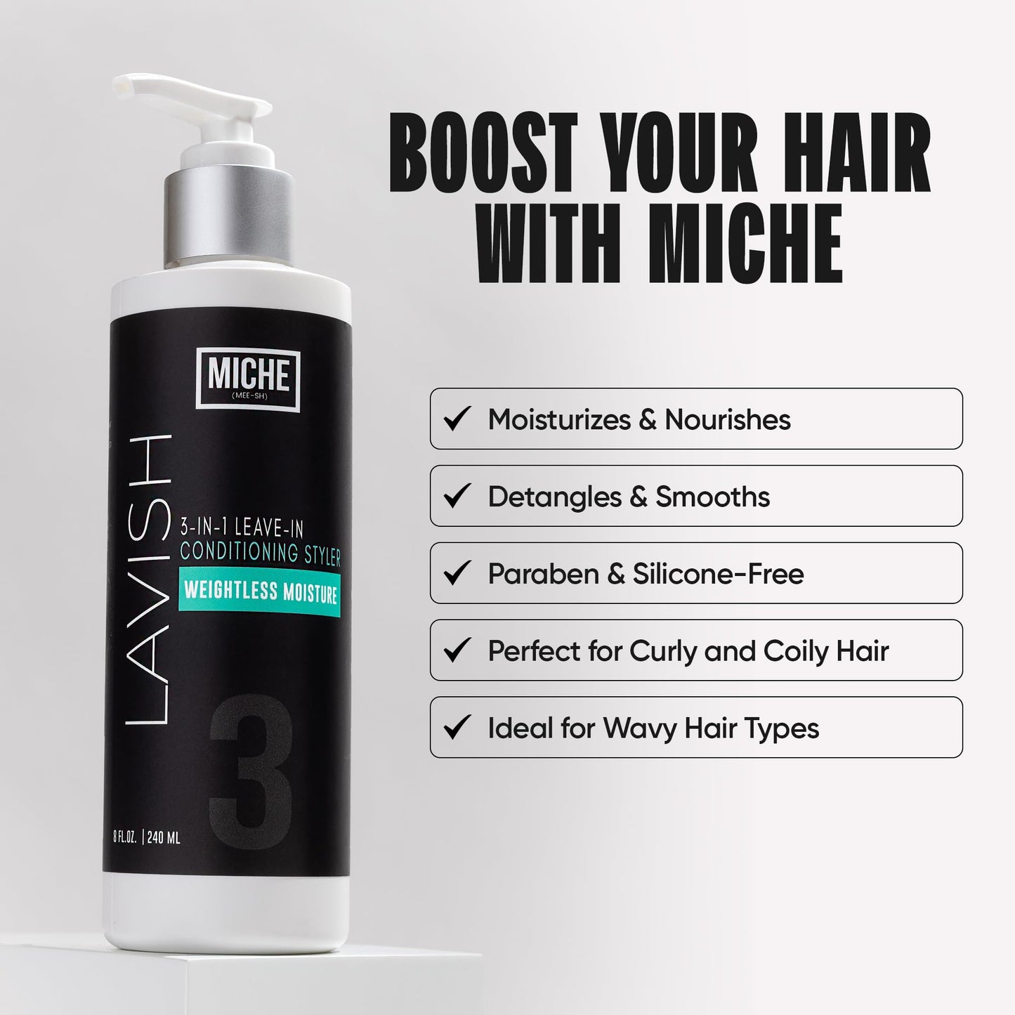 Miche Beauty Miche Lavish Leave-In Conditioner For Curly, Kinky Or Wavy Hair, Silicone And Paraben Free - 8oz