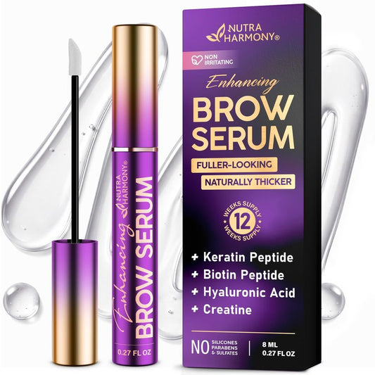 Eyebrow Growth Serum – Peptide Brow Serum for Fuller, Thicker Looking Brows – Biotin & Hyaluronic Acid Conditioning Formula for Sparse, Thin & Patchy Brows, Lightweight Advanced Brow Care, 0.27 fl oz