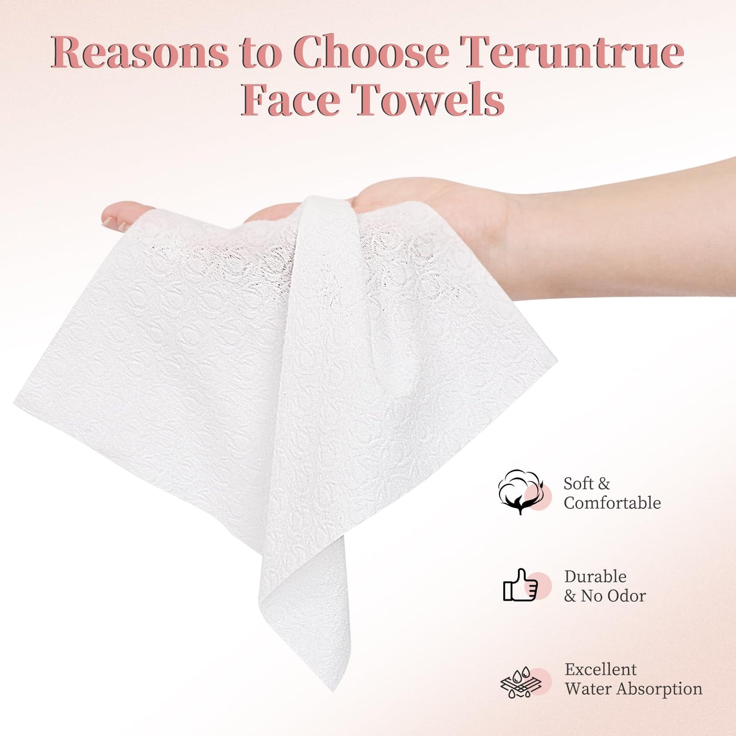 Teruntrue 800 Count Disposable Face Towel, 8 Pack Facial Towels Makeup Remover Dry Wipes Disposable Face Cloths Soft Facial Clean Towels for Washing Cleaning and Skincare