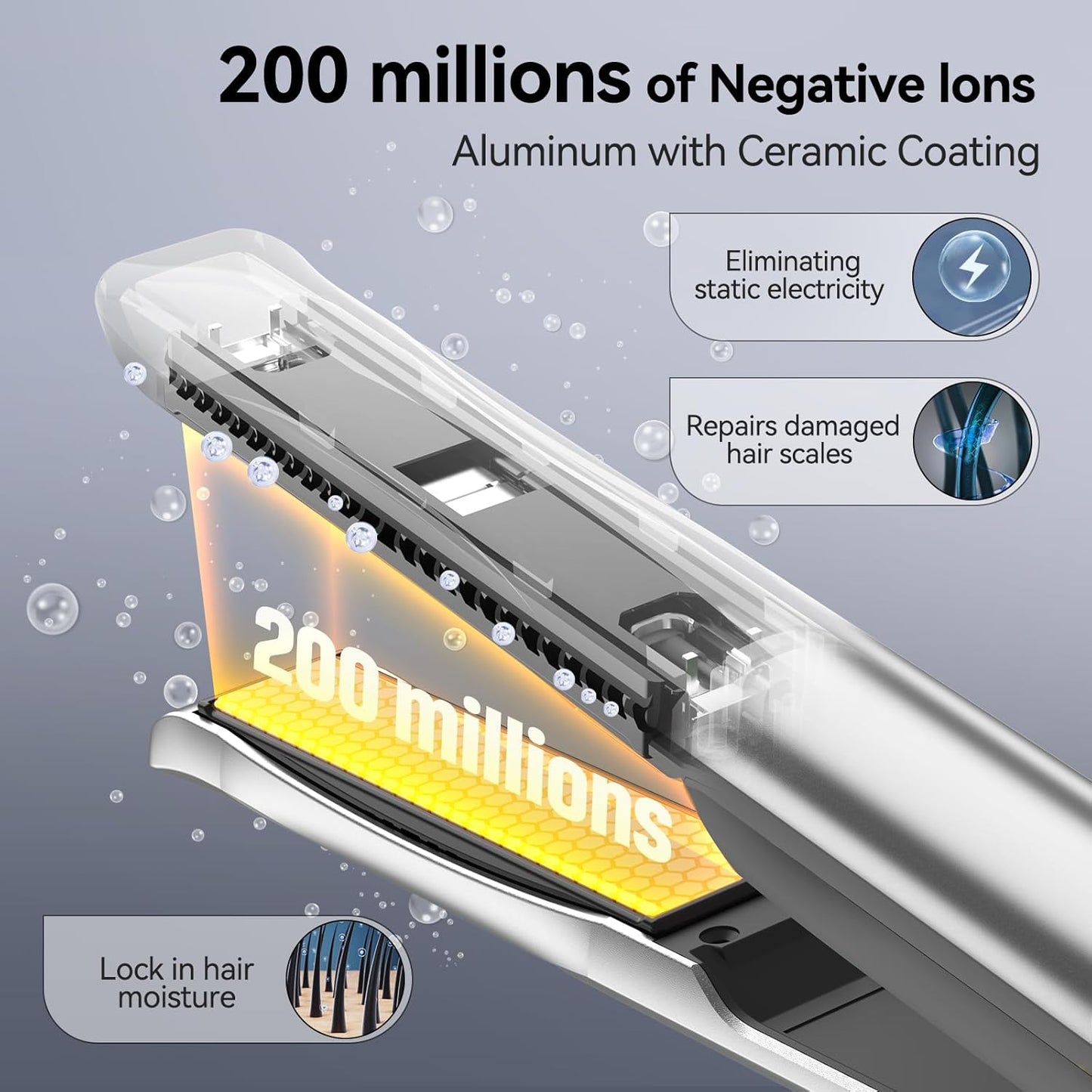 Professional Hair Straightener - Dual Voltage Flat Iron with 11 Temperature Settings | Smart 3D Ceramic Plates, Fast Heating