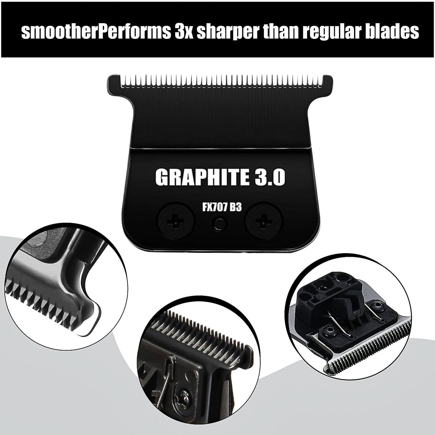 2 Pcs FX707Z DLC 2.0 Replacement Blades Head Compatible with BaByliss PRO Barberology Trimmer Blade,Zero-Gapped Replacement Trimmer Blade Compatible with BaBylissPRO FX787 & FX726 Trimmer（Black）