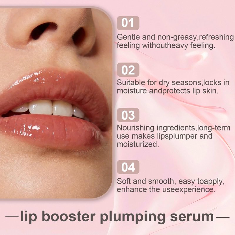 Lip Booster Plumping Serum - 24-Hour Volumizing Lip Treatment, Deeply Hydrating & Nourishing Gloss for Dry Lips, Enhances Lip Elasticity - Glovera Labios Carnosos (1PC)