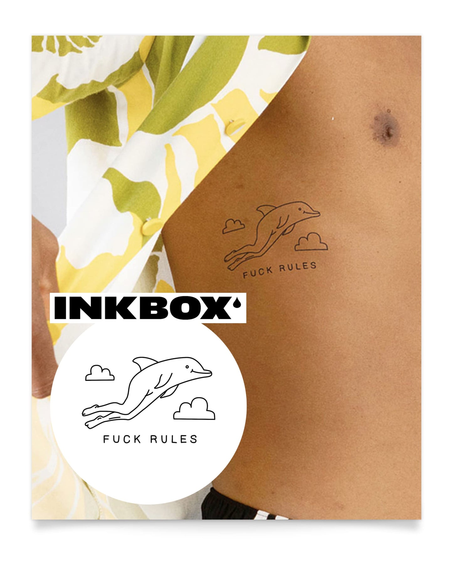 Inkbox Temporary Tattoos, Semi-Permanent Tattoo, One Premium Easy Long Lasting, Water-Resistant Temp Tattoo with For Now Ink - Lasts 1-2 Weeks, Tripping, 4 x 4 in