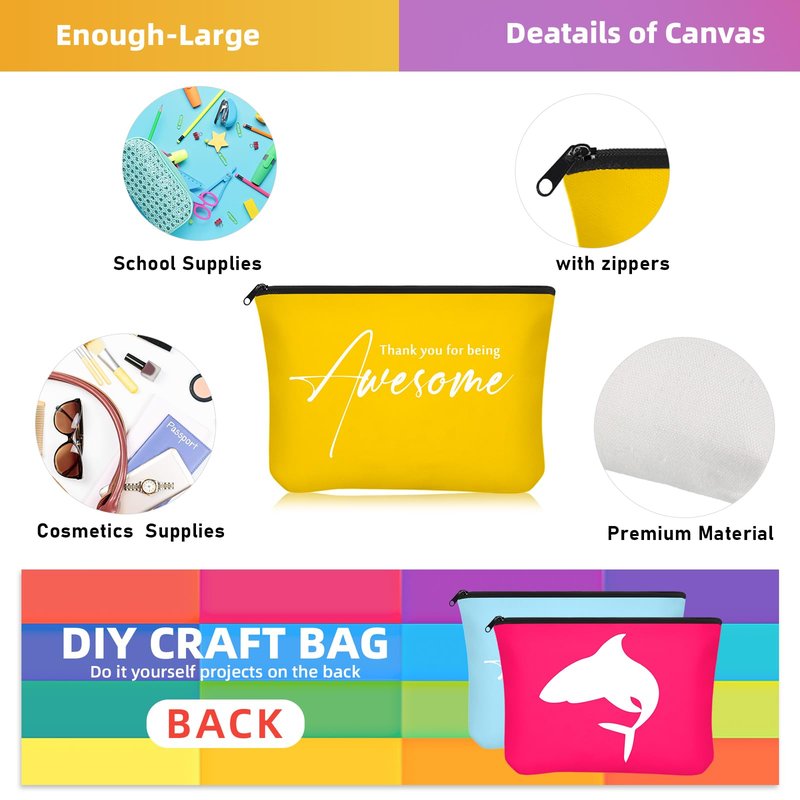 Buryeah 24 Pcs Cosmetic Bags for Womens End of Year Gift Graduation Gift Thank You for Being Awesome Makeup Bags Bulk for Students Teacher(Colorful)