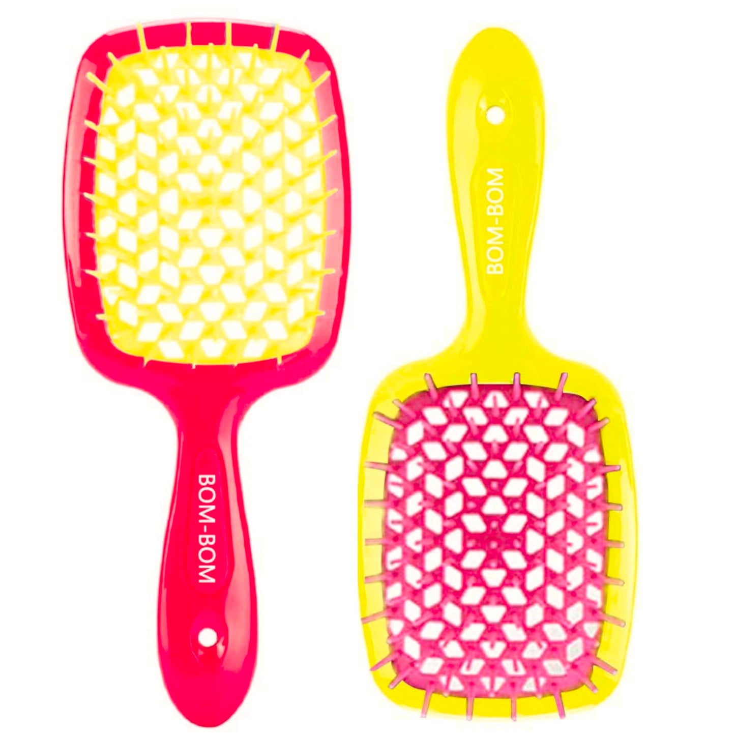 BOM BOM Wet And Dry Vented Detangling Hair Brush For All Hair Types, Light Weight Hairbrush, Scalp Massage, Pain Free,BOM BOM Hairbrush 2 Units Kit