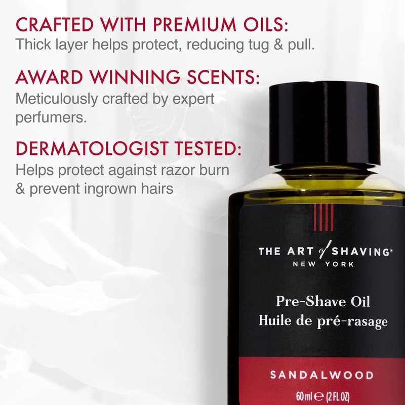 The Art of Shaving Pre Shave Beard Oil for Men, Protects Against Irritation and Razor Burn, Clinically Tested for Sensitive Skin, Sandalwood, 2 Fl Oz (Pack of 1)