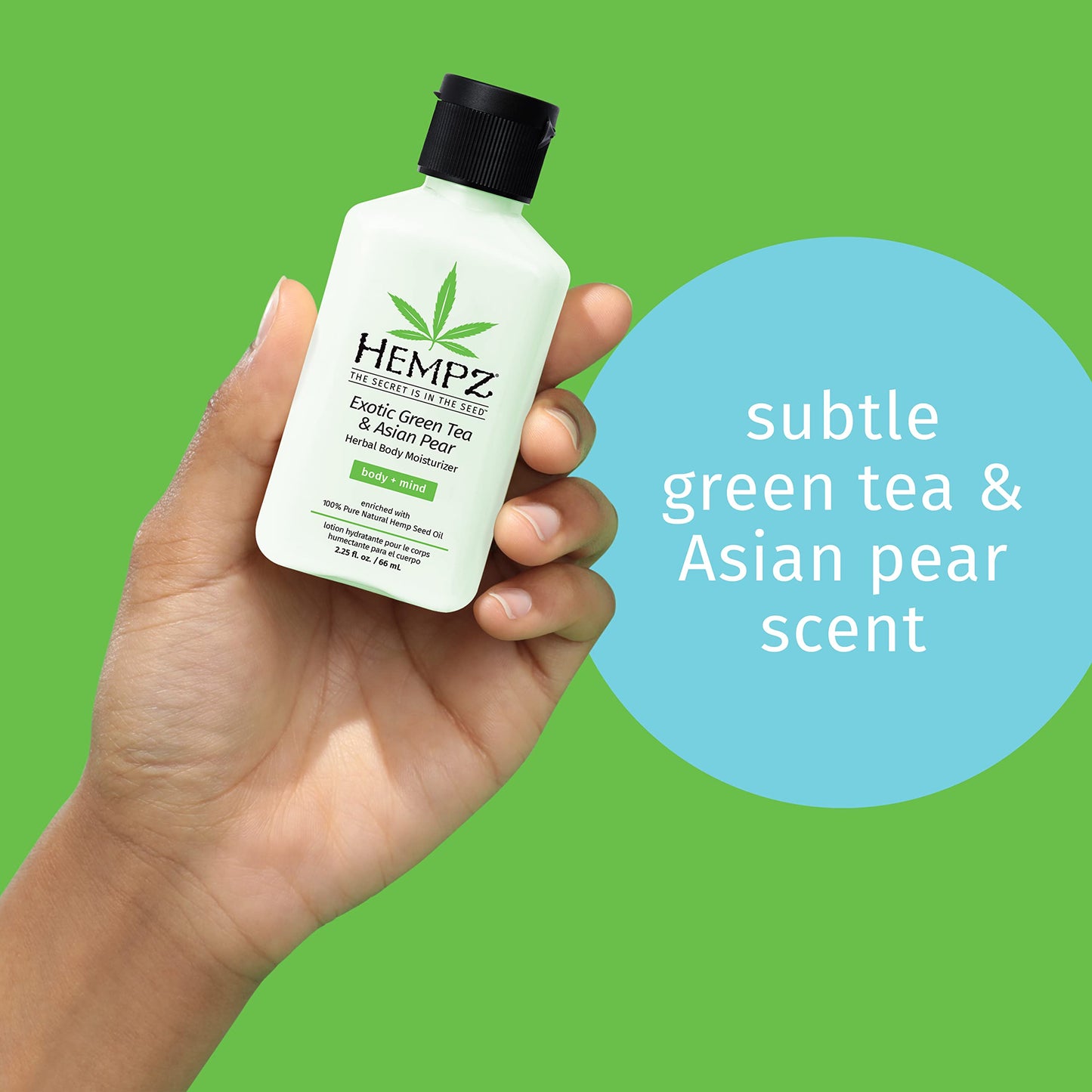 Hempz Exotic Natural Herbal Body Moisturizer with Pure Hemp Seed Oil, Green Tea and Asian Pear, 2.25 Fluid Ounce - Pure, Nourishing Vegan Skin Lotion for Dryness and Flaking with Acai and (Pack of 4)
