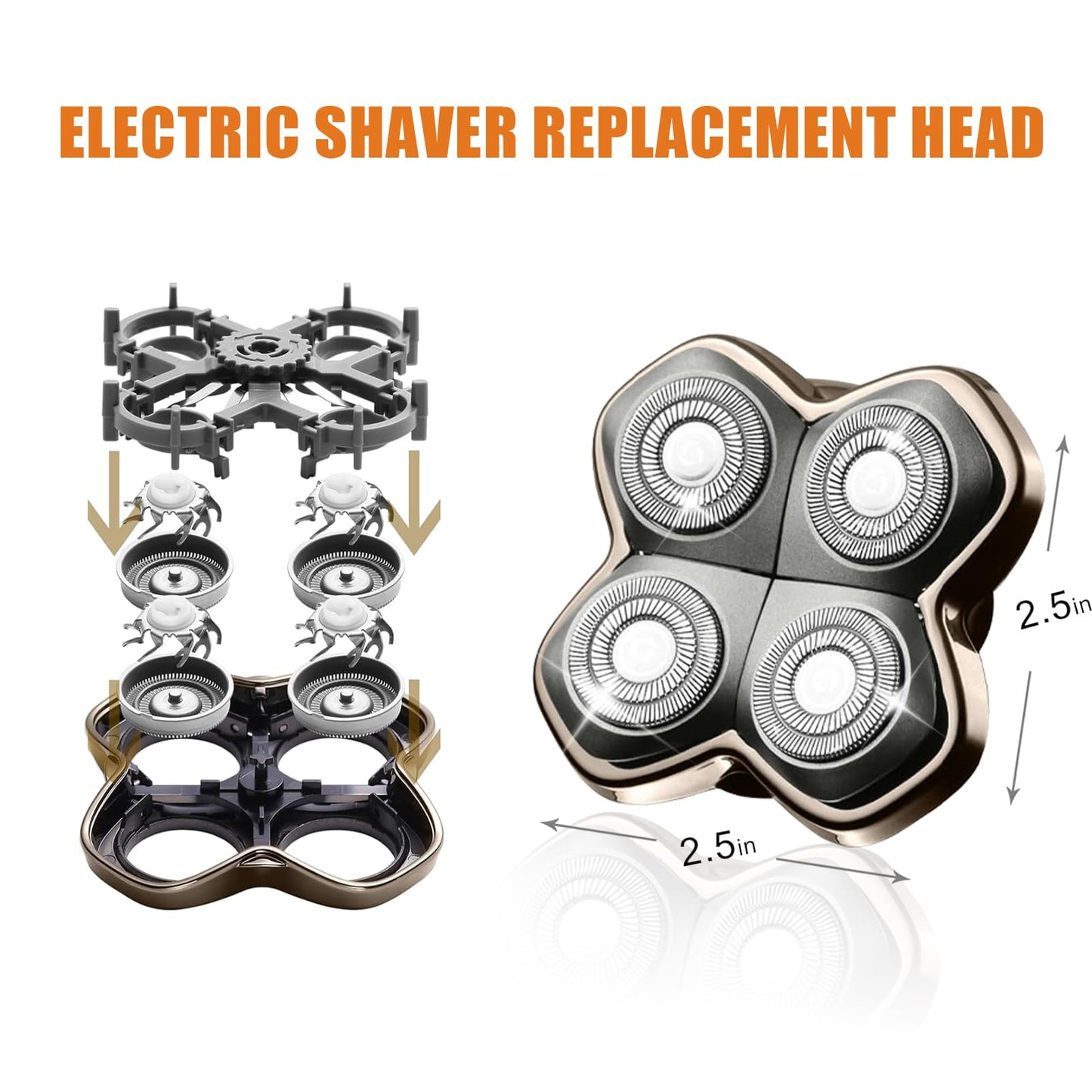 Replacement Blade Shaver PRO 4 Head for Electric Shaver Compatible with Skull Pitbull, Butterfly Kiss PRO & Palm Shavers (3Pack)