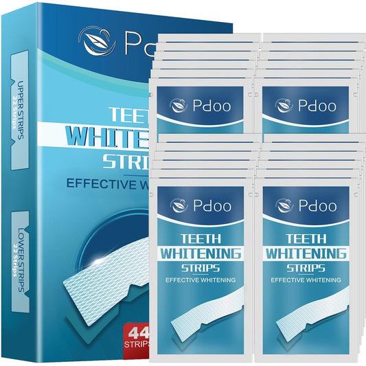 Teeth Whitening Strip 22 Treatments - Whitening Strips for Sensitive People, Fast Remove Smoking, Coffee, Wine Stains, Teeth Brightening Kit Pack of 44 Non-Slip Strips