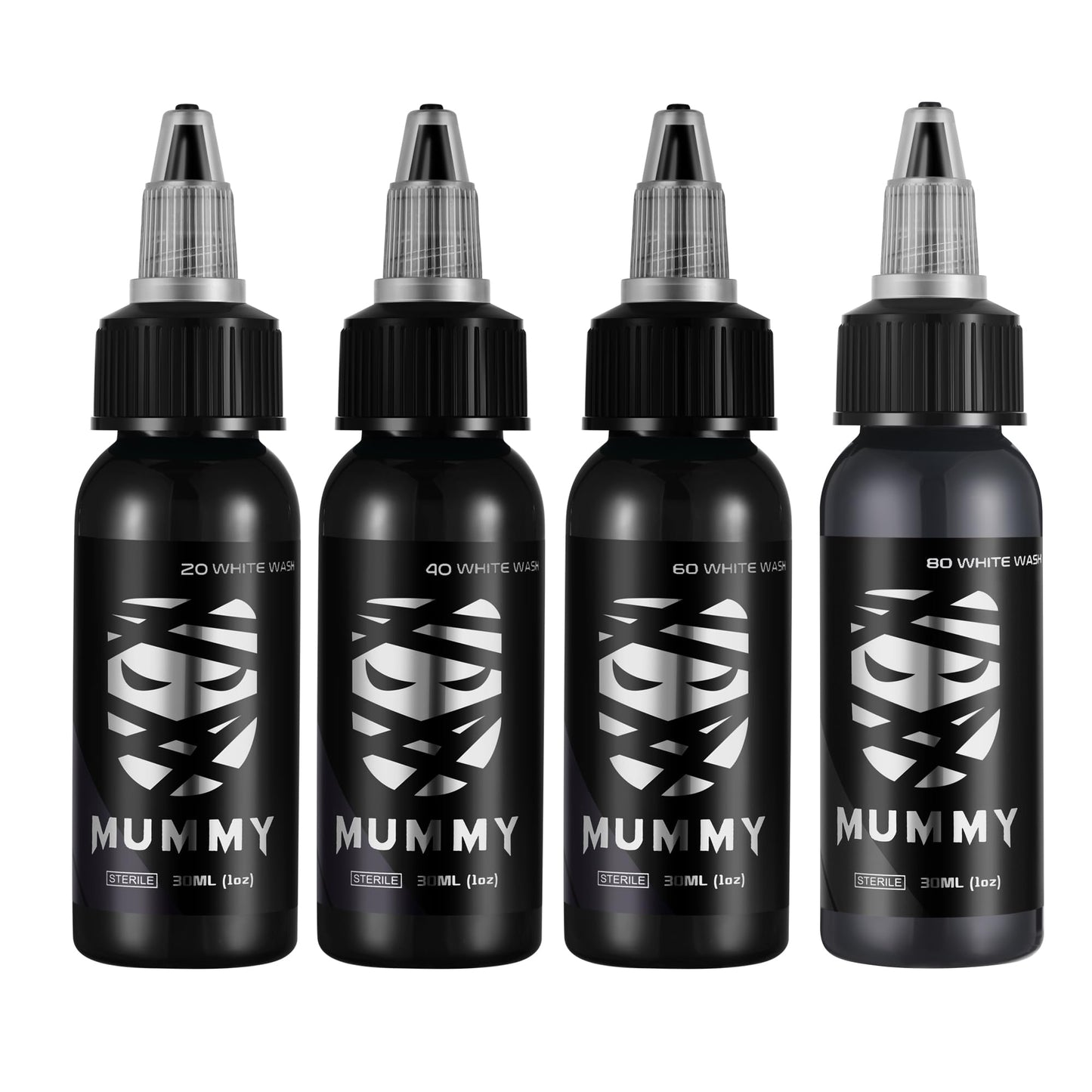 Mummy USA Custom Whitewash Tattoo Ink Set, 4 Bottles, 1oz Each