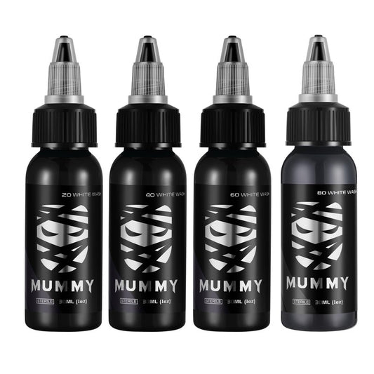 Mummy USA Custom Whitewash Tattoo Ink Set, 4 Bottles, 1oz Each