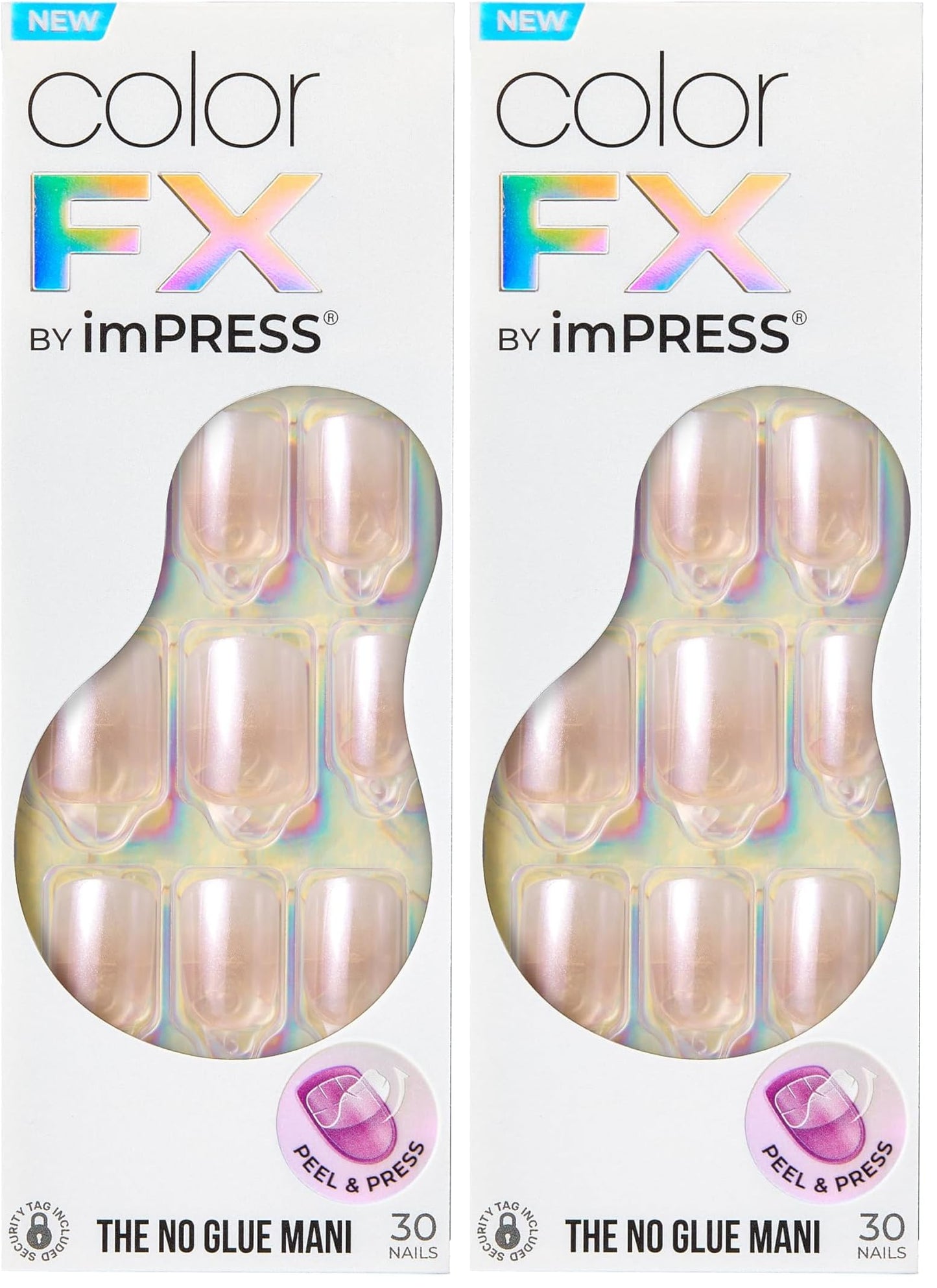 Kiss colorFX by Impress Press On Nails, ‘Connection’, Solid White, Short Squoval, IMPROVED adhesive, Up to 10-Day Hold, Nail Kit Includes 30 Fake Nails, Prep Pad, Manicure Stick, Mini Nail File