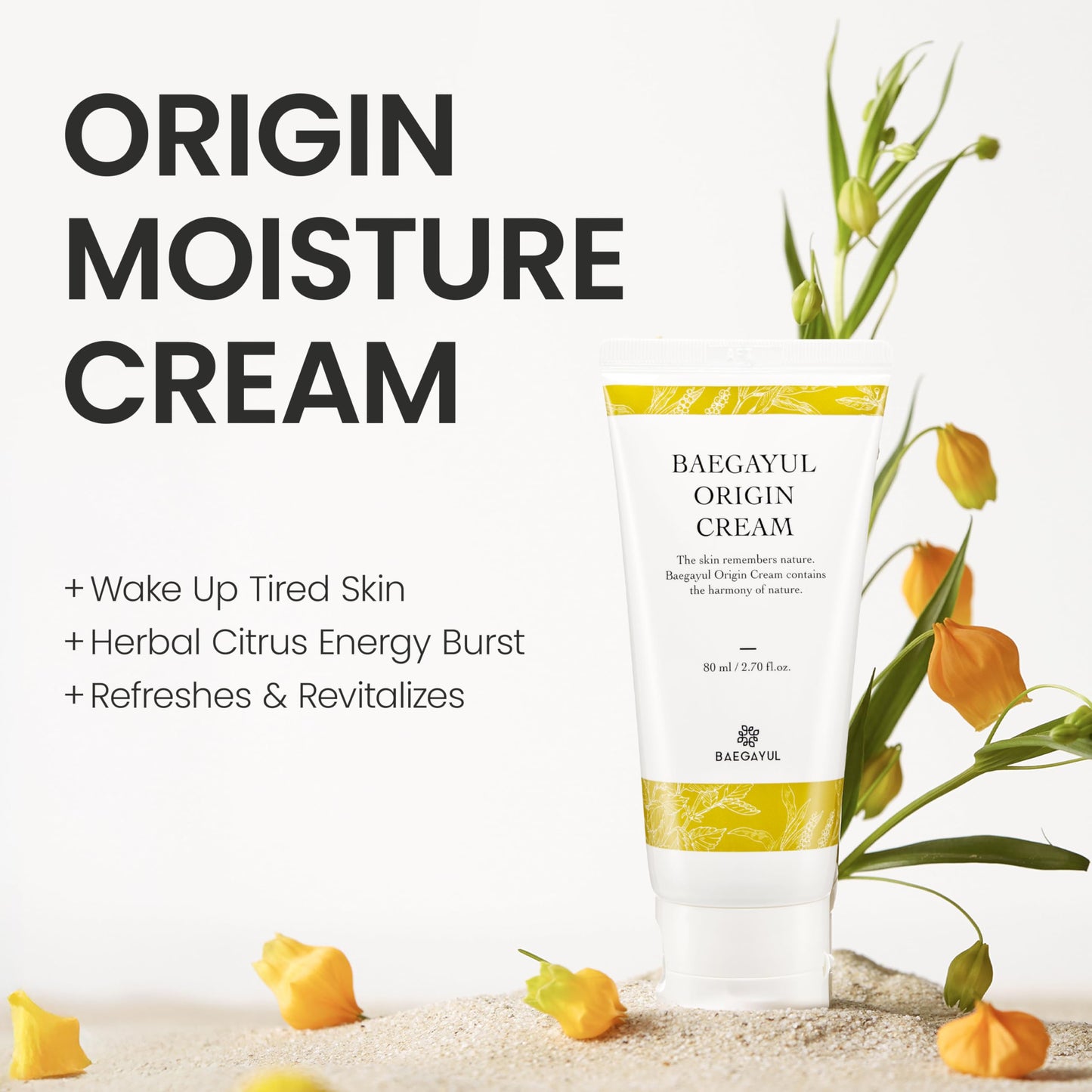 Baegayul ORIGIN Face Moisturizer Cream - Korean Daily Moisturizer with Propolis & Coix Seed Extract complex - Deep skin Hydration & Soothing for Dry, Sensitive Skin [ 2.71 fl oz ]