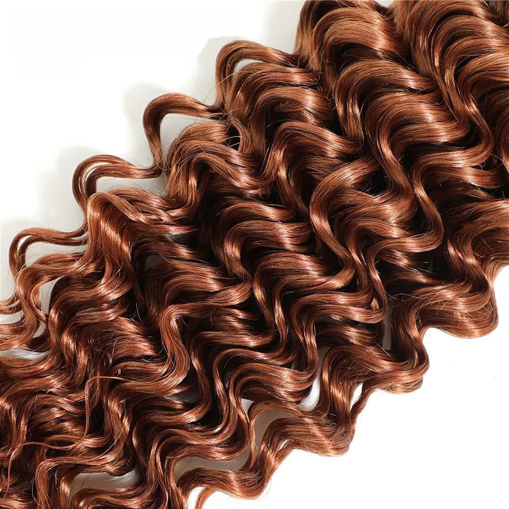 Color #30 Bundle Light Brown Deep Wave Human Hair Bundles Light Brown Bundle Color #30 Loose Deep Wave Bundles Human Hair Extensions 14 14 14 Inch