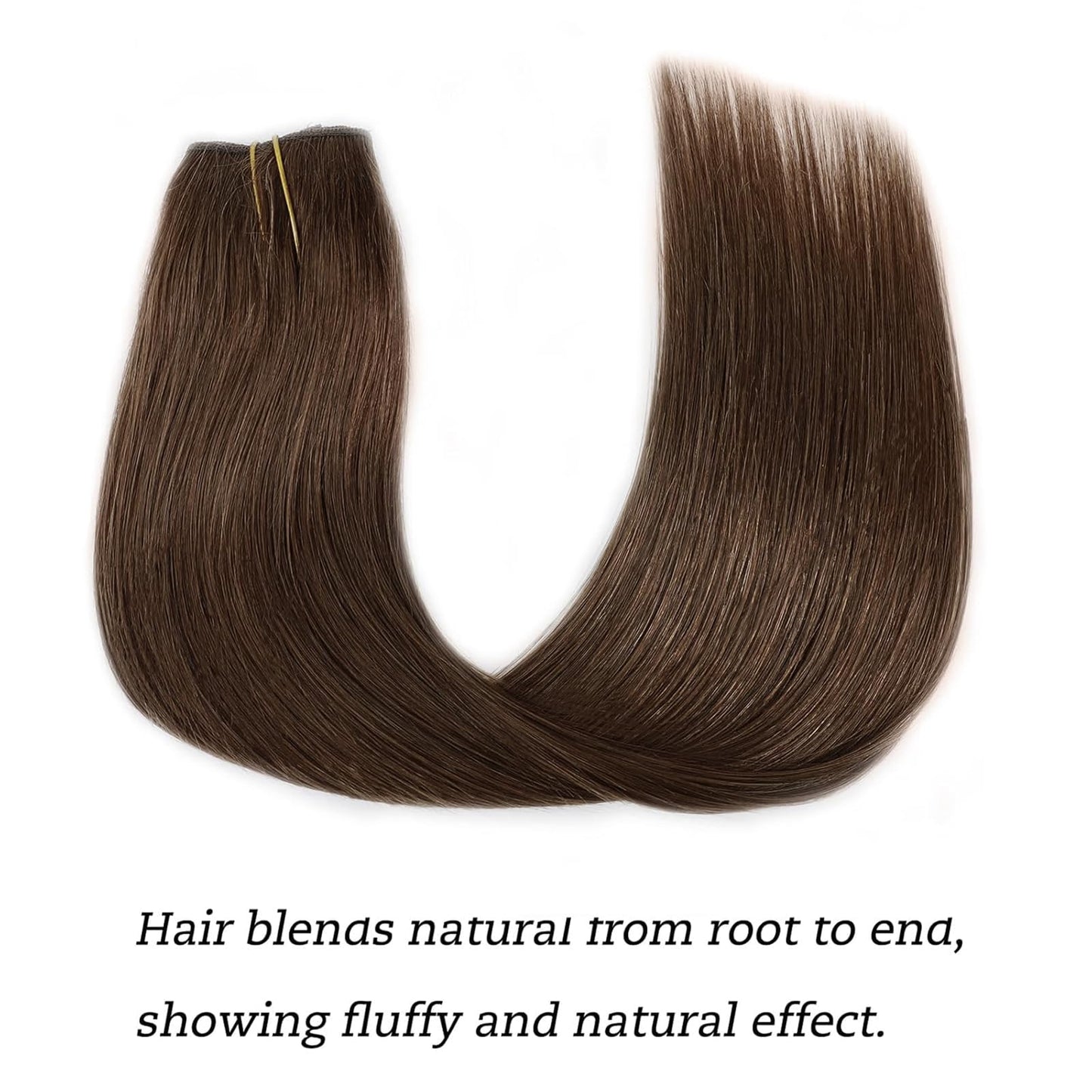 Tinashe Wire Hair Extensions Real Human Hair Medium Brown Straight Hair Extensions 12inch 70g Invisible Wire Fish Line Straight Human Hair Extension (12 inch, #4)