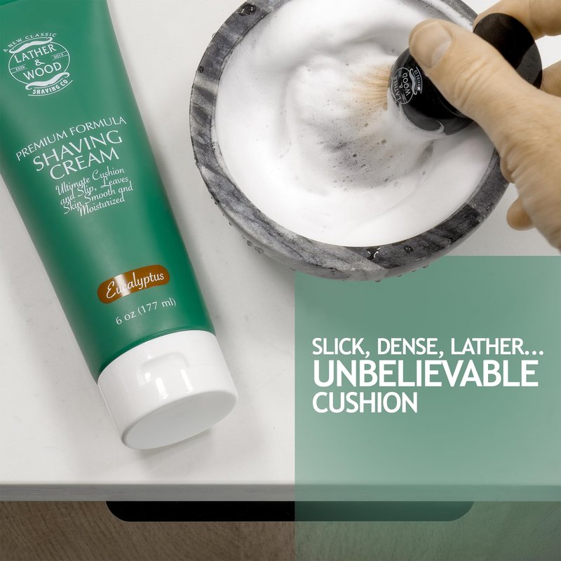 Mens Eucalyptus Shaving Cream – Cool, Refreshing Lather That Stops Razor Burn Cold – Premium Barbershop Quality Formula with Natural Ingredients, Smooth & Irritation-Free Shaves in Every Tube (6oz)
