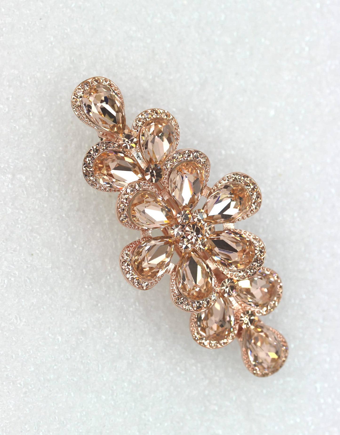 Faship Gorgeous Champagne Rhinestone Crystal Floral Hair Barrette Clip