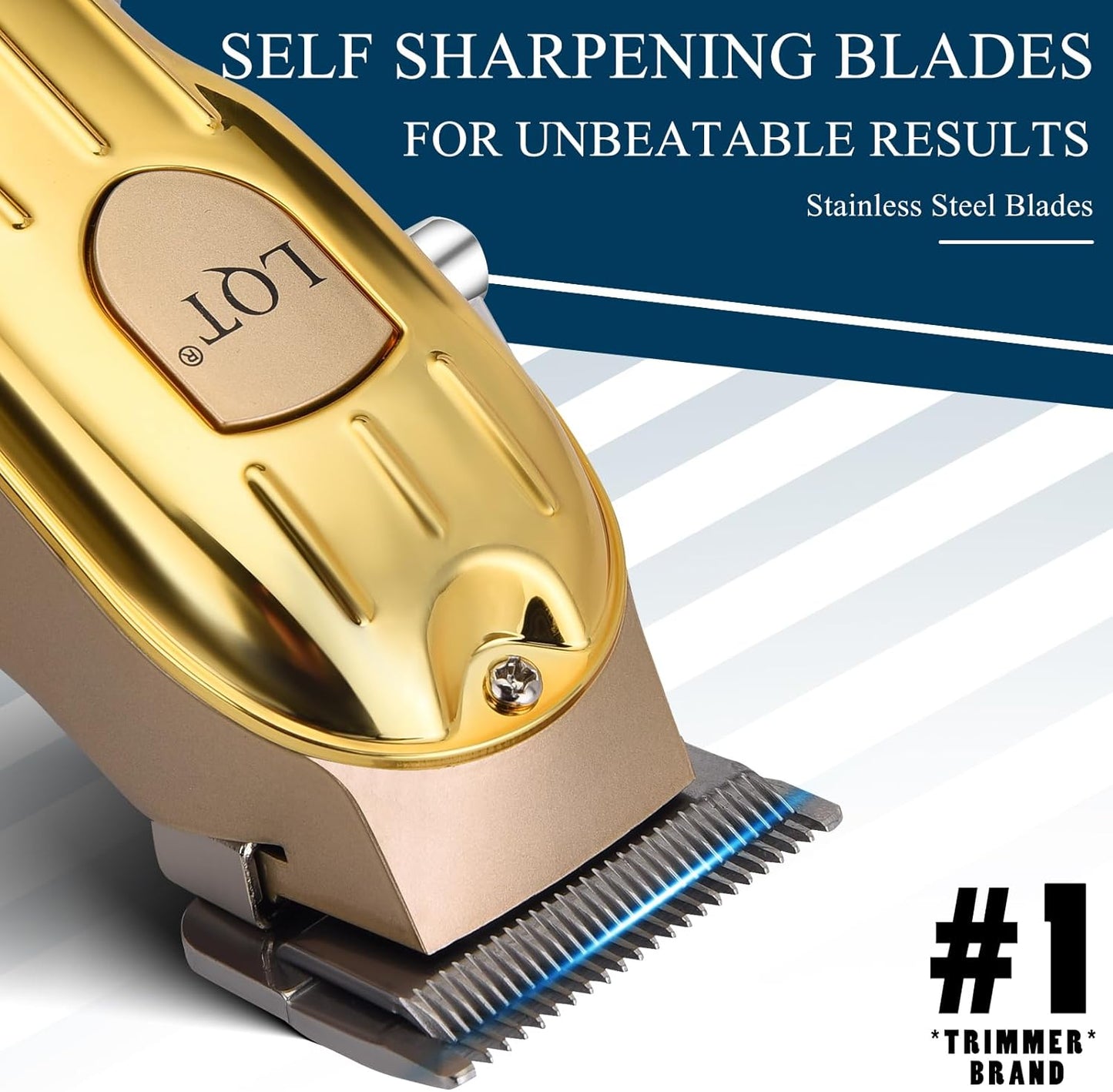 Professional Hair Clipper Set - Gold LED Display with Trimmer & 8 Guide Combs | Travel Case Included