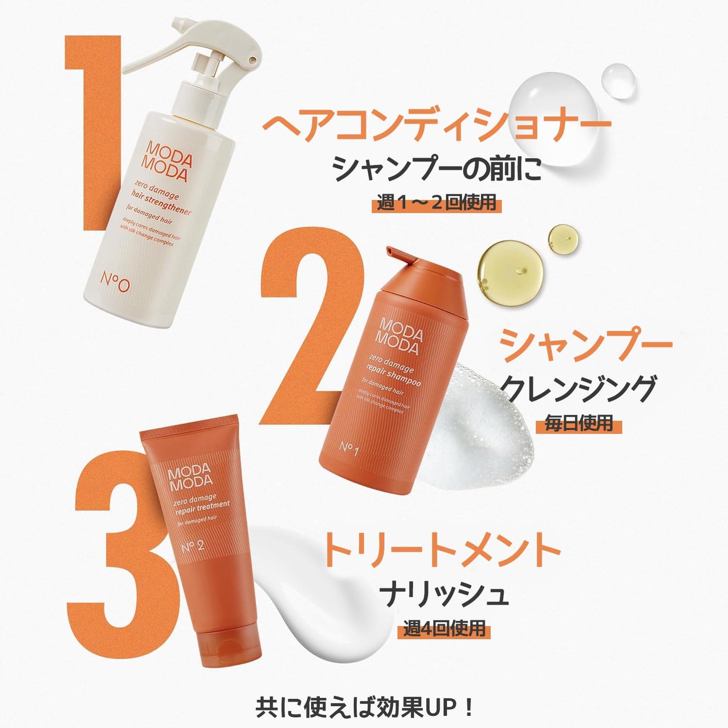 MODA MODA Zero Damage Hair Repair Shampoo for Strengthening | Clarifying for Build Up w/Ceramides, Panthenol & Polyphenol | Purifying No Sulfates No Parabens 17.63oz