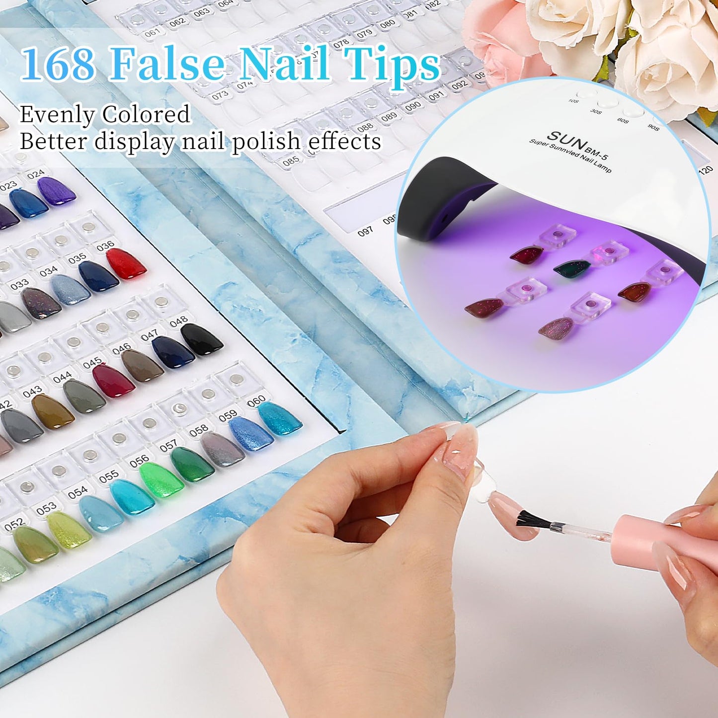 YINGJEE Nail Color Display Book Nail Swatch, Nail Sample Display Book Nail Gel Color Card Book with Transparent Replacement Nails (Coffee)