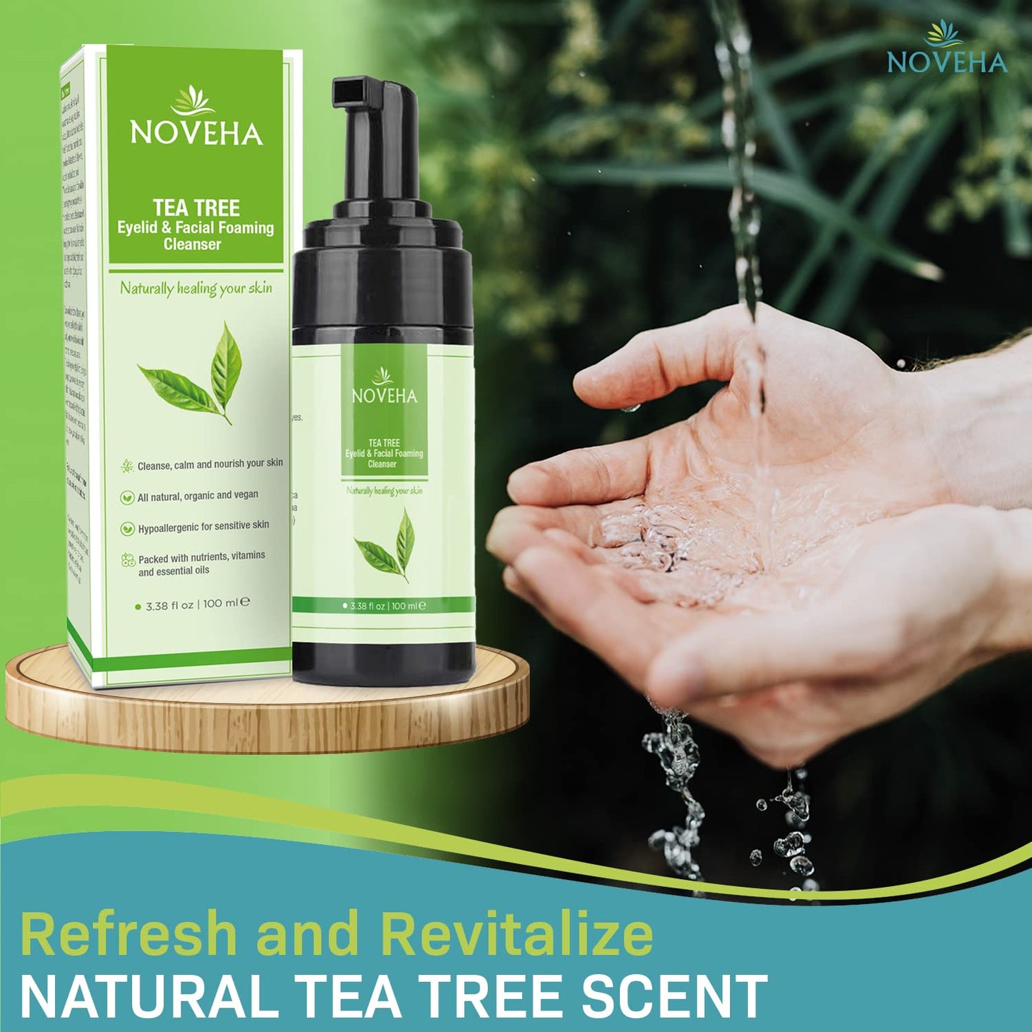 Tea Tree Oil Foaming Cleanser - Therapeutic Daily Skincare for Eyelash & Lid Health | 2-Pack, Organic Ingredients, All Skin Types