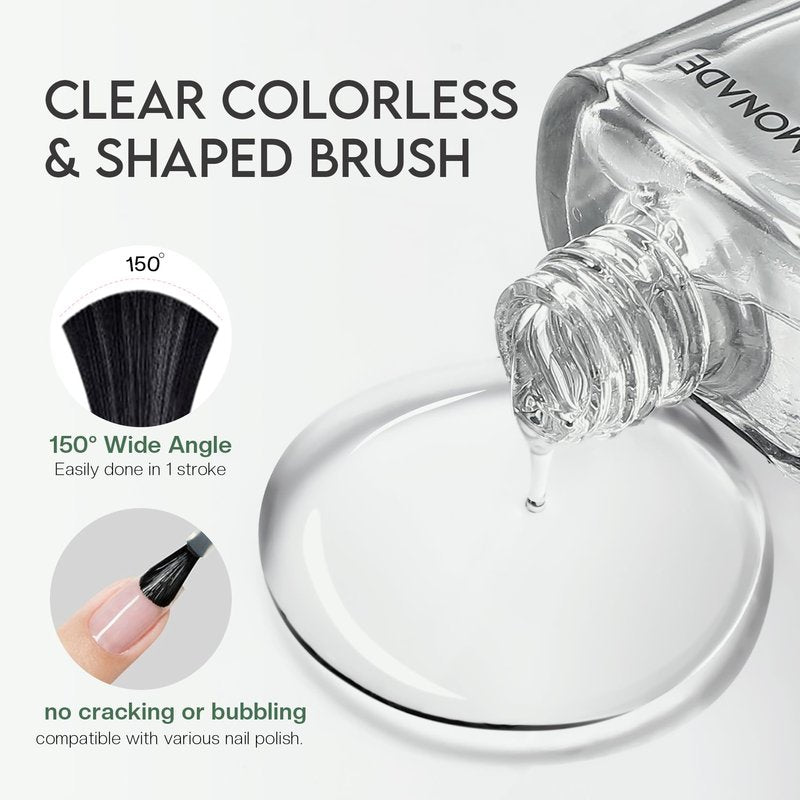 Glamonade Base Top Coat Nail Polish: Clear Quick Dry Nail Polish High Shine Long Lasting Glossy Regular Nail Lacquer Air Dry Fast Base Coat for Women Gift Nail Art Manicure Salon Quality