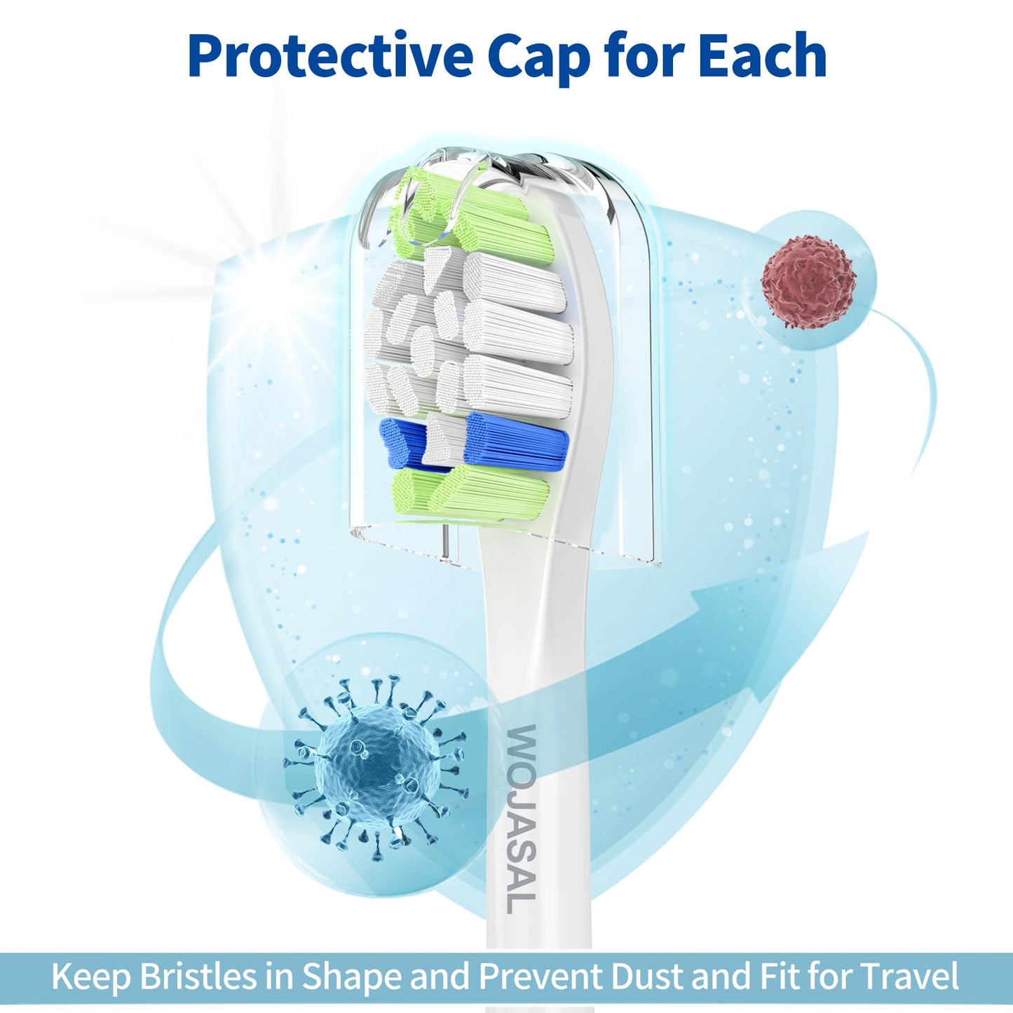 Replacement Toothbrush Brush Heads Compatible with Philips Sonicare Electric Toothbrushes with Click-on System Dupont Bristles for Optimal Plaque Remove, Pack of 10, White