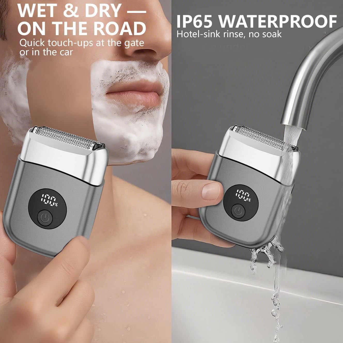 Electric Foil Shaver for Men - IPX6 Waterproof, Mini Wet/Dry, USB-C Fast Charge | Close Shave, Travel Case Included