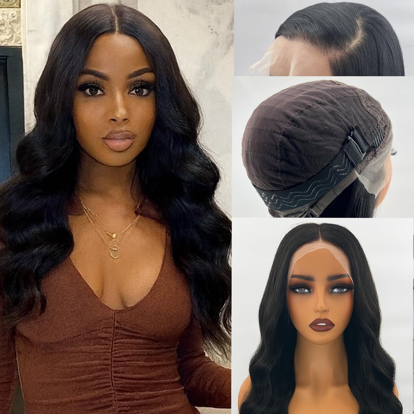Cowigsu Lace Front Wig Body Wave Pre Plucked 13x4 Closure Wig 26in Natural Black Pre Cut Synthetic Lace Front Wig for Women Upgraded with Premium Human-Hair-Like Fiber