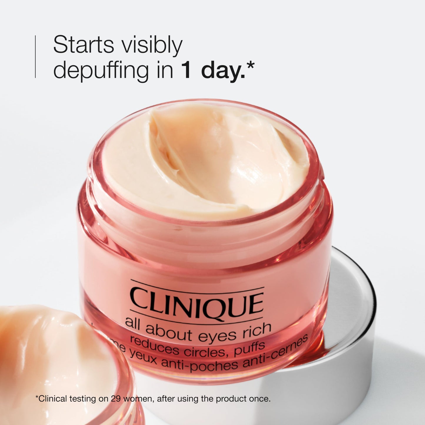Clinique All About Eyes Rich Eye Cream For Dark Circles With Hyaluronic Acid | Hydrating, Brightening + Depuffing, Mini Travel Size, 0.5 Ounce