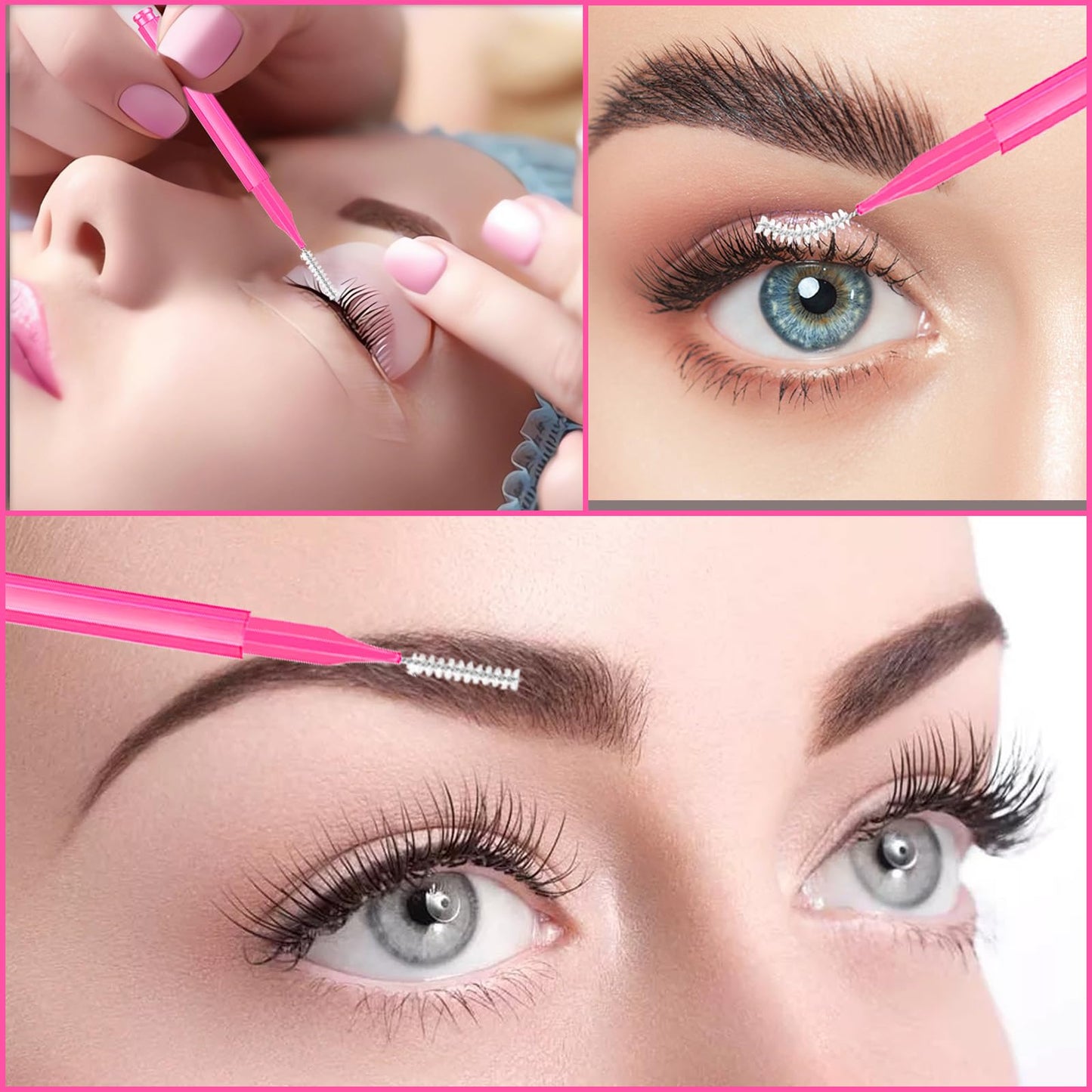 Micro Eyebrow Brush Set with Cap 50Pcs Eyelash Spoolies Comb Brow Lamination Brush Mini Spoolie For Eyelash Extensions Lash Lift Tools