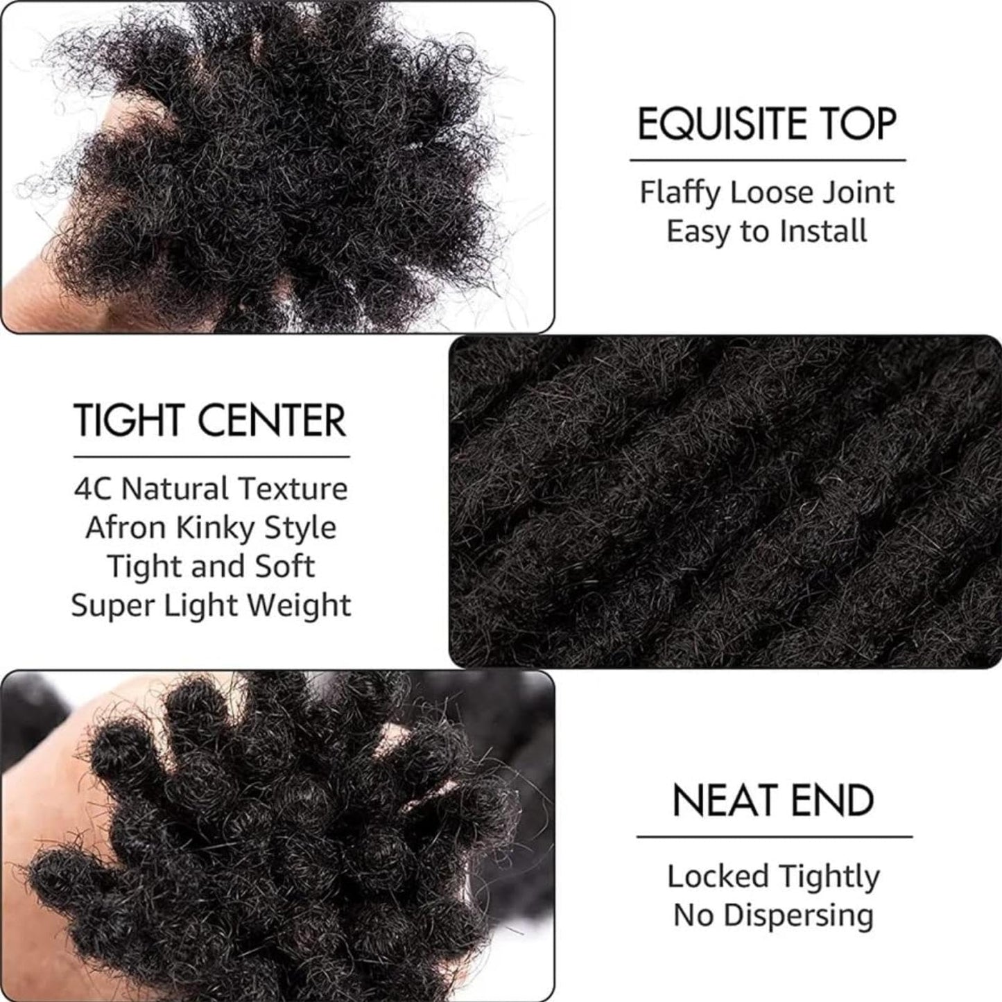 0.6cm Thickness 8 Inch 30 Strands 100% Real Human Hair Dreadlock Extensions for Man/Women Permanent Loc Extensions Bundles Can Be Dyed Bleached Curled and Twisted
