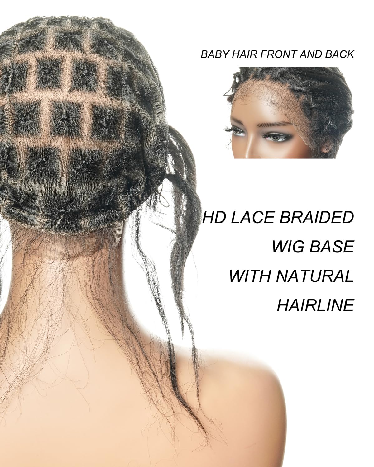 JALIZA HD Lace Crochet Wig Cap for Braiding, 13x1 Hand-Tied Natural Scalp Base, Glueless Breathable Wig Cap with Baby Hair for DIY Braids & Thinning Hair