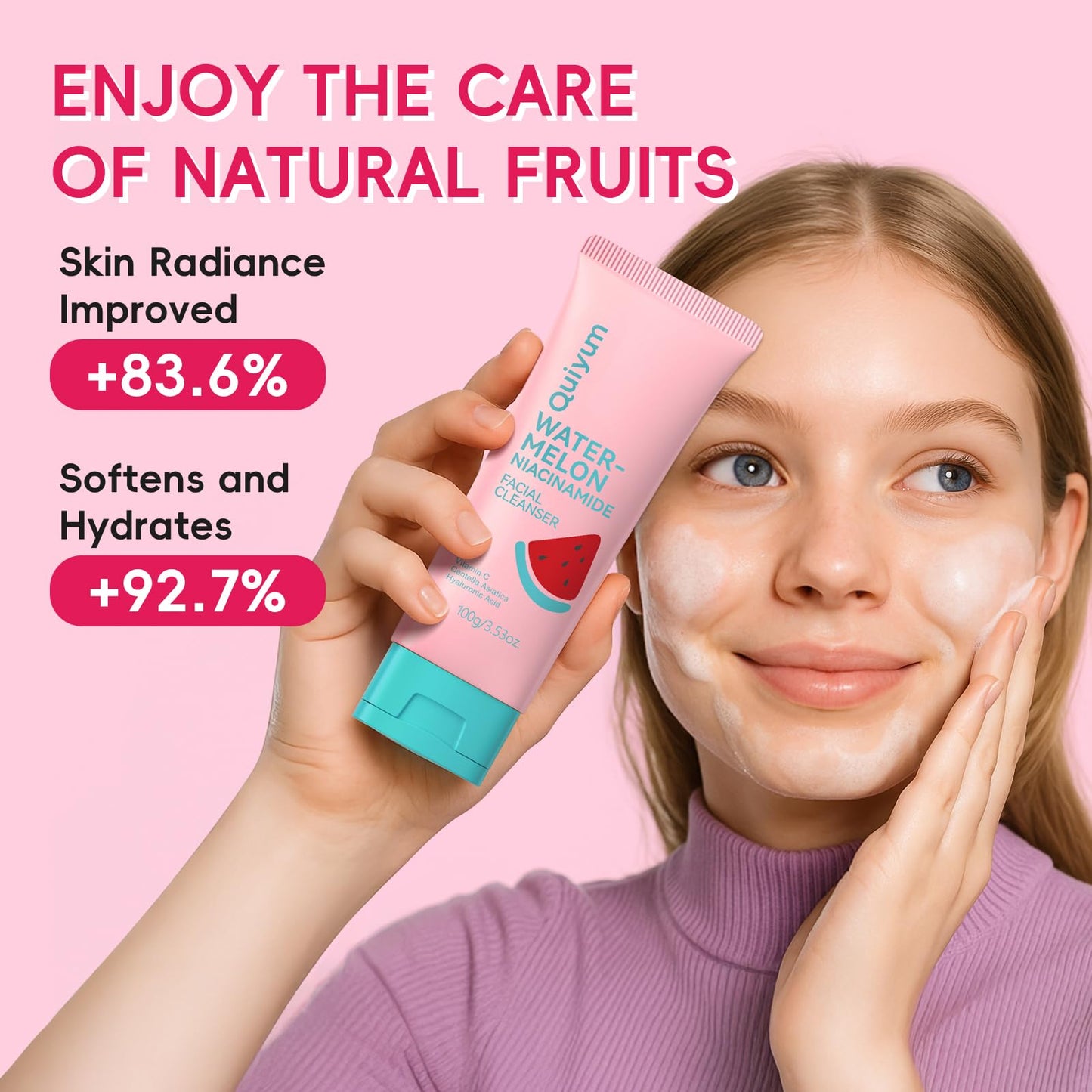 QUIYUM Early Anti-Aging Skincare Set, for Light Mature Skin, 6-Piece Natural Fruit Kit with Peptide, Vitamin C & Ceramide - Reduces Fine Lines & Dull Skin, Birthday Gifts for Women, Christmas Gift