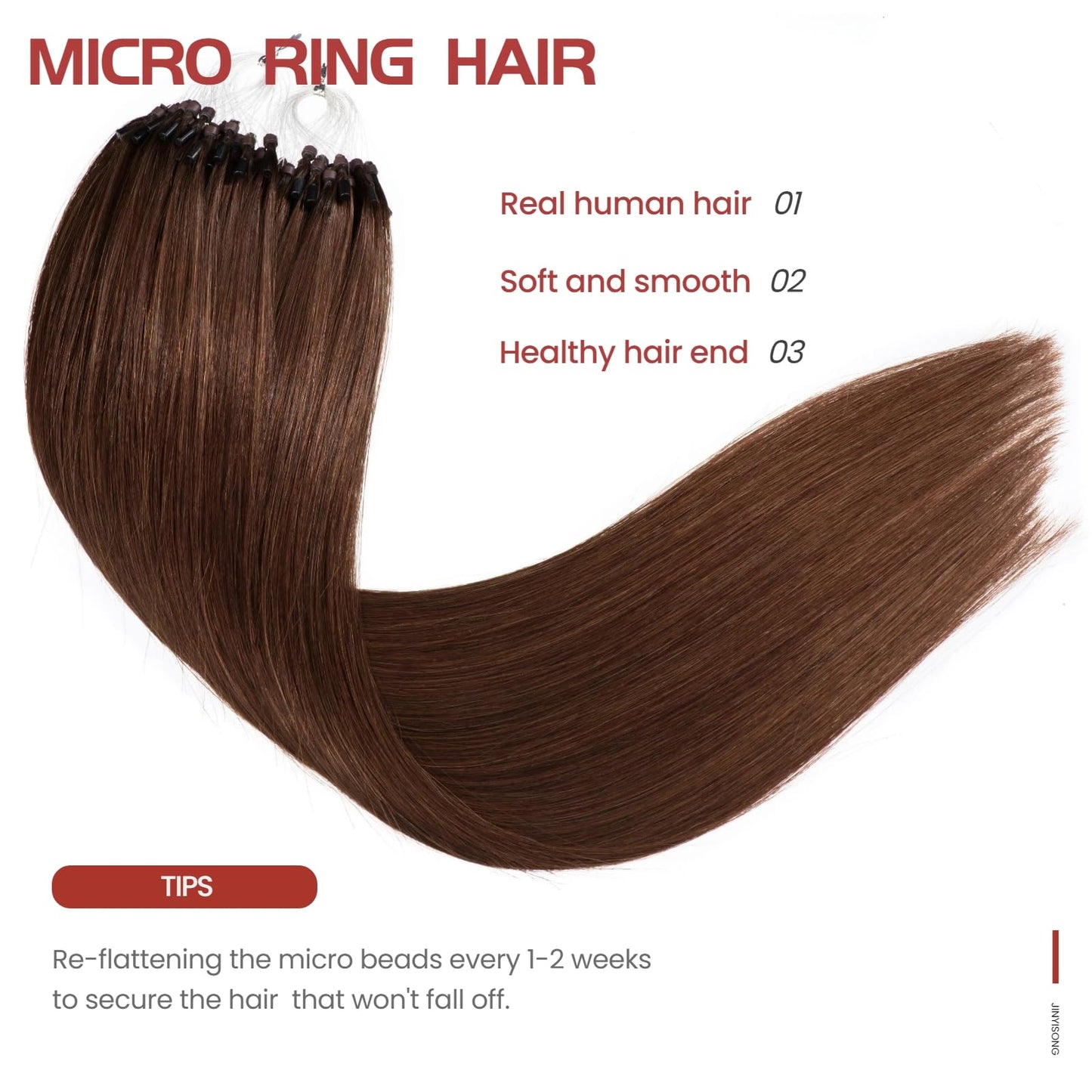 Microlink Hair Extensions Human Hair Brown Bead Hair Micro Beads Hair Extensions 16" Remy Hair Extension 50g #4 Micro Loop Hair Extension for Women