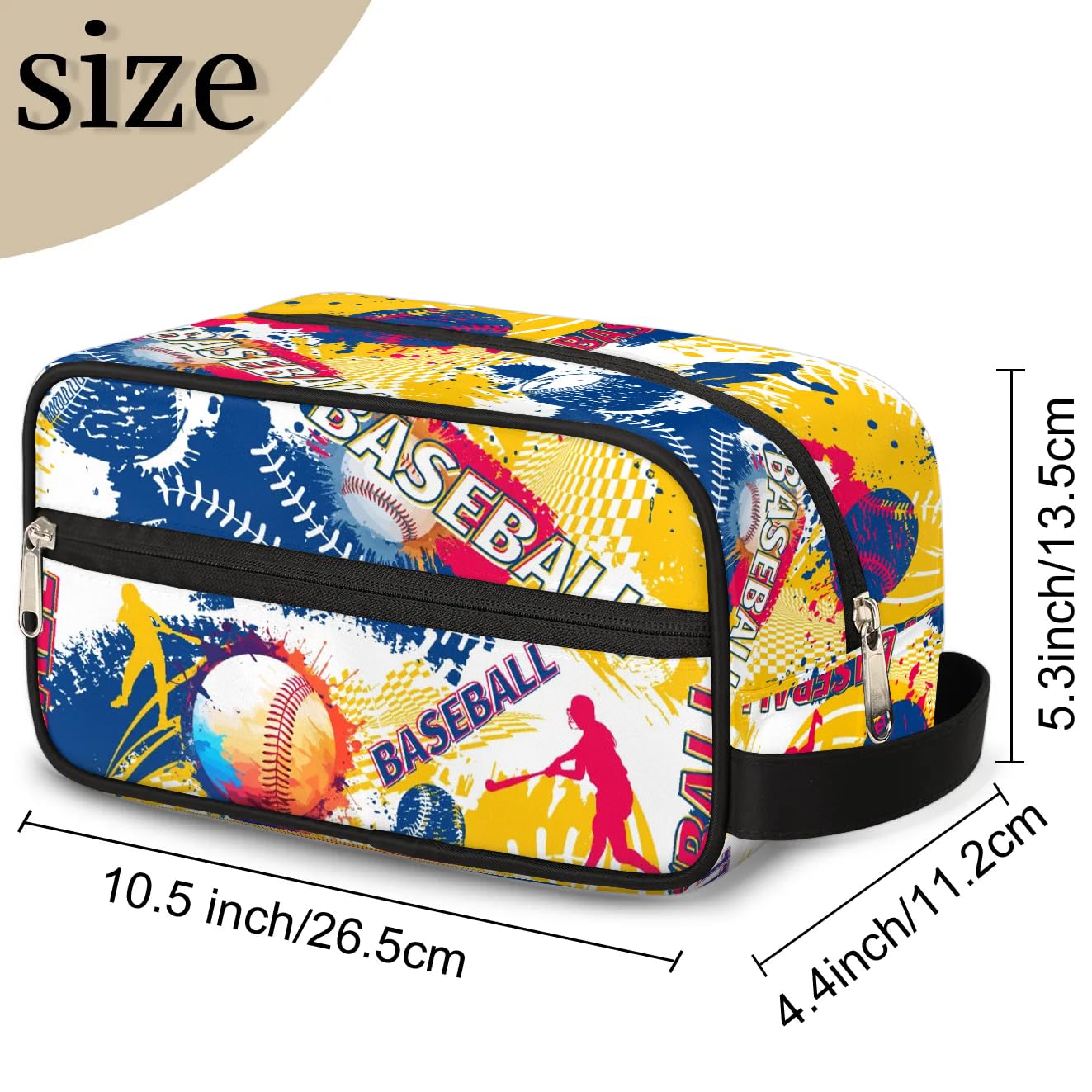 FZDXZJJ Travel Toiletry Bag for Women & Men,Waterproof Lightweight Makeup Cosmetic Bag Organizer with Handle & Zip Pockets Shaving Toiletries Bag for Gym,Beach - Baseball